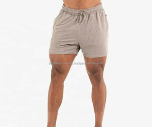 Shorts de sport personnalisés pour hommes en maille, taille mi-haute, imprimé numérique sur toile, polyester/coton, couleur unie, respirant, séchage rapide, grandes tailles - Product Image 4