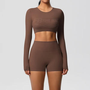 Haut court sans manches à séchage rapide, sans coutures, taille haute, pour femme, avec coussinets de poitrine, respirant, écologique, pour le yoga - Product Image 6
