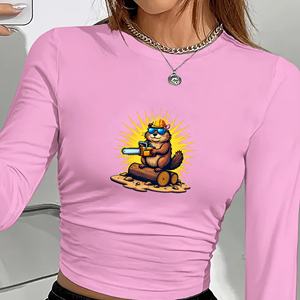 Camisa de manga larga caprichosa de castor con motosierra para mujer - Product Image 4