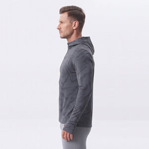 Veste à capuche imprimée pour homme, coupe ajustée, respirante, pour entraînement de yoga, vêtements de fitness, sweat à capuche zippé de compression - Product Image 3