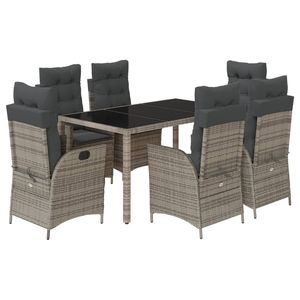 Set da Pranzo da Giardino in Rattan Grigio per 6 Persone, Resistente alle Intemperie, Arredamento da Esterno in Stile Contemporaneo - Product Image 2