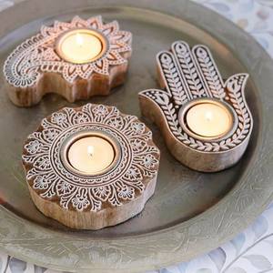 Wooden Heart Shape Candle Holder Set For Valentine's Day Home Decoration - Product Image 2