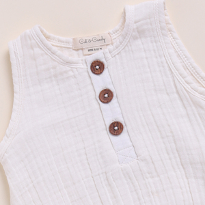 Whisper <b>Baby</b> Outfit Premium Quality Organic <b>Muslin</b> Bubble Romper Pack of 2 in Milk & Cocoa for Newborns - Product Image 4