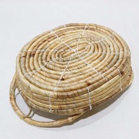 Handgeweven ecologische moderne rotan opbergmand, ovaal, met twee handgrepen voor brood & fruit, geschikt voor huis, keuken en badkamer