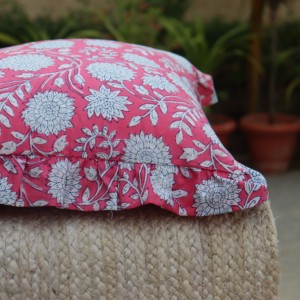 Vintage Floral Cotton Raffle Cushion Covers Bohemian <b>Throw</b> <b>Pillows</b> Handprinted Boho Trim Sofa Bed <b>Pillow</b> Cover Indian Cushion - Product Image 5