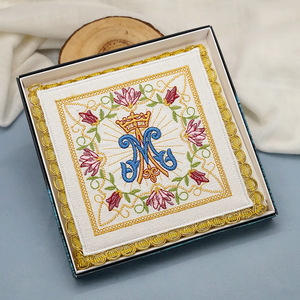 Tela para mantón de cáliz de estilo europeo para rituales de misa de sacerdotes italianos, al por mayor, con hilo de seda al 10% y gasa bordada, tipo babero - Product Image 3