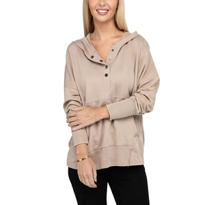 Hoodie oversize décontracté pour femme, couleur unie, style streetwear, manches longues, effet délavé à l'acide, pour l'hiver - Product Image 5