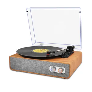 AUX Trong Bluetooth TF FM Hot Bán hộp gỗ Loa nhà karaoke bụi che bảo vệ Tabletop bluetooth Bàn xoay Máy nghe nhạc