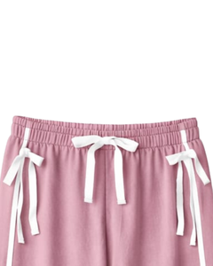 Custom Women Wide Leg Sweatpants Pink Side Stripe High Waist Loose Fit Casual Track Pants <b>Elastic</b> Drawstring Lounge Wear OEM - Product Image 5