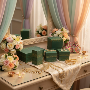 Elegantes Cajas de Joyería Portátiles de Papel Kraft |   Empaque de Regalo de Cartón con Laminación Mate, Grabado en Relieve y Recubrimiento UV Estético - Product Image 1