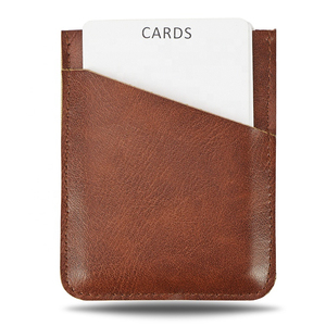 Minimalist Genuine Leather <b>Card</b> Holder Slim Wallet for Credit <b>Cards</b> 4 Inch Brown No Closure PU leather <b>card</b> case - Product Image 1