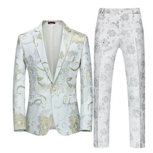 Ensemble de costume de marié pour homme, blazer et pantalon imprimés motif Noël, simple boutonnage, élégant et formel - Product Image 3