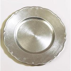 Pewter Antique Finish Round Charger Dish & <b>Plates</b> Custom Border Designing Eco Friendly Metal Food Display <b>Plate</b> For Restaurants - Product Image 5