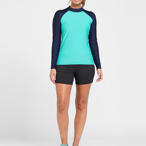 Rashguard à manches longues pour femmes |   Maillots de bain pour femmes, t-shirts de compression de yoga à col rond, rashguards pour adultes et jeunes filles - Product Image 2
