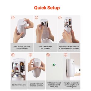 Confezione da 2 Dispenser Automatici di Deodorante per Ambienti a Parete o Autoportanti, Funzionamento a Batteria, Impostazioni Temporizzate Multiple - Product Image 4