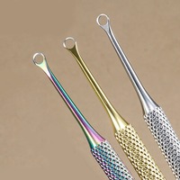 BAfa Nouveau Repousse-cuticules carré double-embout réutilisable en acier inoxydable, Outil de manucure et spatule pour retirer les ongles BSI-NP-8951
