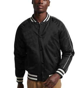 High Quality Custom Logo <b>Men</b> Satin Varsity <b>Jacket</b> Embroidered Decoration <b>Baseball</b> Plus Size Embroidered Casual Design - Product Image 3
