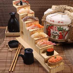 Plateau de service en bambou naturel pour sushis, présentoir à étages en bois pour sushis, pour la restauration japonaise, vente en gros - Product Image 5