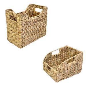 DESKTOP ORGANIZER Water Hyacinth Basket Magazine <b>File</b> Rack Letter Sorter Tray Office Wicker Holder - Product Image 5