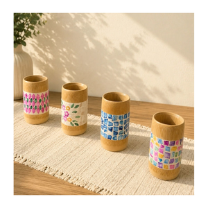 Vaso Frío Clásico de Bambú Hecho a Mano con Incrustaciones de Madreperla, Vajilla Artesanal Vietnamita Ecológica para el Hogar y Cafeterías - Product Image 4