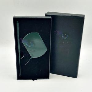 Dark Green Large <b>Rectangle</b> Eyelash Extensions <b>Mirror</b> Custom Logo Private Label Tool Stainless Steel Storage False Eyelashes - Product Image 2