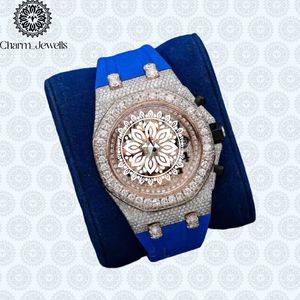 Reloj Mecánico de Lujo para Hombre Charm_Jewells, Caja de Acero Inoxidable de 40 mm, Esfera de Cristal, Correa de Acero Inoxidable Azul, Cronógrafo, 10 Bar - Product Image 1