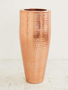 Handcrafted Copper Hammered Table <b>Vase</b> with Elegant Tall Metallic Pot and <b>Unique</b> Texture for Luxury Contemporary Decor - Product Image 1