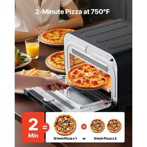 12 pollici IPX4 impermeabile per interni elettrico forno per Pizza Air Fry Combo Smart manopola controllo 8 preset 750 °F Max Temp Pizza da banco - Product Image 3