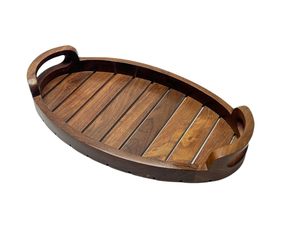 Handcrafted <b>Disposable</b> Irregular Wooden <b>Plate</b> Dish with Engraving and Integrated Handles - Product Image 3