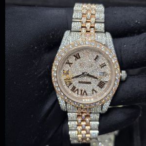 Reloj de Lujo Hecho a Mano con Movimiento Automático, Estilo Hip Hop, Correa de Acero Inoxidable, Cristal de Zafiro, Diamantes Moissanite VVS - Product Image 1