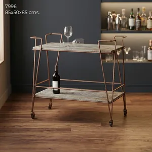 Modern Marble <b>Bar</b> Cart with Gold Metal Frame Two Tier Rolling Wine <b>Trolley</b> Home <b>Bar</b> Furniture - Product Image 4
