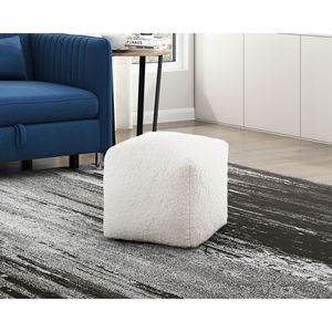 Pouf Moderno Quadrato Bianco in Tessuto Effetto Pelliccia, Poggiapiedi Antiscivolo, Sedia a Sacco 1pz - Product Image 4