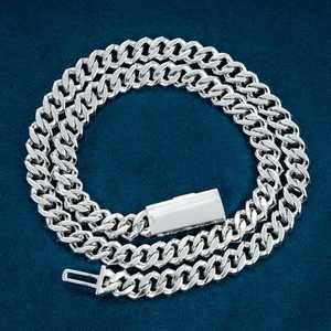 สร้อยคอคิวบาลิงค์ประดับมอยส์ซาไนต์สุดหรู ขนาด 10 มม. ยาว 22 นิ้ว เงินแท้ 925 ชุบทองคำขาว เครื่องประดับฮิปฮอป - Product Image 2