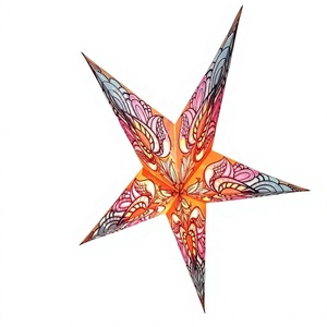 Lámparas de Papel Estrelladas de 5 Puntas, Hechas a Mano en India, Impresas con Serigrafía Multicolor, Decoración Navideña Tradicional, Venta al Por Mayor desde India - Product Image 1