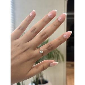 Elegante anillo solitario de diamante de laboratorio de corte redondo con diseño de doble aro entrecruzado, 0.51CT VS EF, oro macizo, joyería nupcial para mujer - Product Image 1