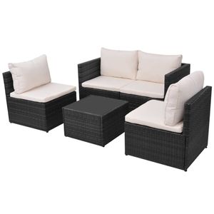 Ensemble de meubles de jardin blanc crème et noir pour patio - Product Image 3