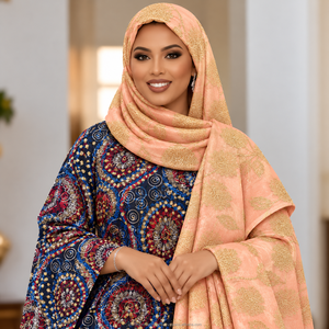 Tissu de robe de luxe en jacquard uni Fransawi Dirac avec détails perlés élégants pour la mode nuptiale somalienne des filles, idéal pour les occasions traditionnelles - Product Image 2