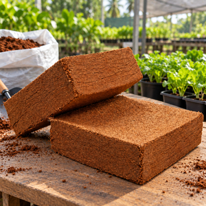 Bloc de fibre de coco 100% biologique stérile, triplement lavé, faible teneur en EC, 5kg, 30x30x12cm, tamisé 6mm, 16L/kg, faible teneur en impuretés, 2% biodégradable - Product Image 1