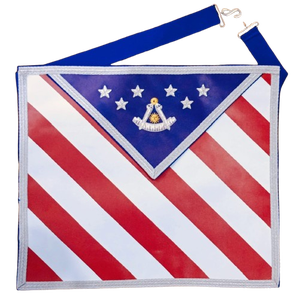Tablier maçonnique fait main Ventoria Enterprises, best-seller, avec drapeau américain, insignes de Loge Bleue, broderie équerre et compas - Product Image 1