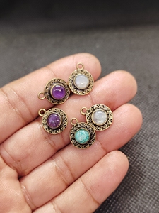 Conectores de Latón con Piedras Preciosas para la Fabricación de Joyería |   Eslabones de Latón Hechos a Mano con Piedras Preciosas Naturales |   Fornituras de Joyería al por Mayor - Product Image 2