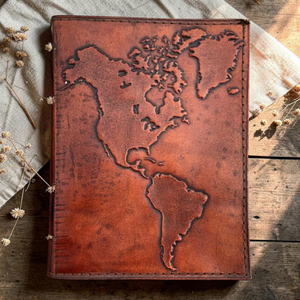 Al-Amir Handmade World <b>Map</b> Embossed Leather Journal 7x5 Travel Diary Sketchbook 200 Pages Handmade Notebook From Rajasthan - Product Image 5