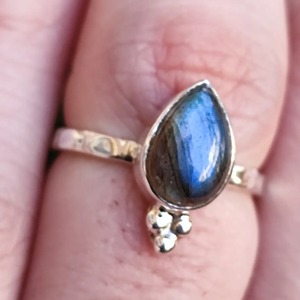 <b>Labradorite</b> <b>Ring</b> 925 Sterling Silver Handmade Boho Statement Promise Jewelry for Women Natural Pear Shape Gemstone Jewelry - Product Image 1