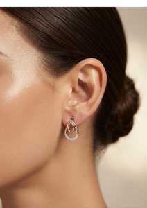 Boucles d'oreilles en or massif 9 carats plaqué rhodium couleur or rose, avec accent de diamant taille brillant rond, cadeau pour femme - Product Image 3