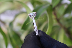 <b>Emerald</b> Cut Diamond <b>Ring</b> Women's Lab grown Diamond IGI Certified Trendy Style With Side Diamonds 10K 14K 18K 925 &935 <b>Silver</b> - Product Image 3