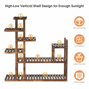 Mango Wood Multi-Tiered <b>Plant</b> Stand 5-Level Vertical Shelf Wholesale - Product Image 1