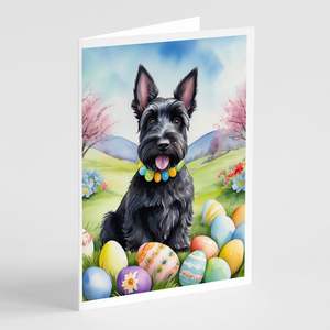 Scottish Terrier <b>Easter</b> Egg Hunt Whimsical A7 Greeting <b>Cards</b> <b>Pack</b> of 8 Blank Note <b>Cards</b> with Envelopes 5x7 Size - Product Image 1