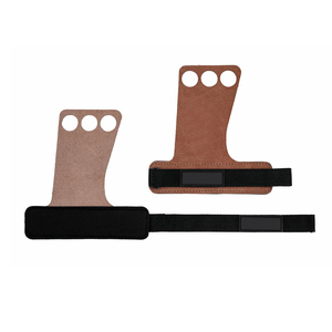 Agarraderas de Cuero Marrón Ajustables para Levantamiento de Pesas con Soporte para Muñeca, Correas de Gimnasio de 3 Dedos, Agarraderas para Entrenamiento de Fuerza - Product Image 2
