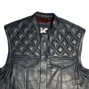 Chaleco de Motociclista de Cuero Personalizado para Hombre, Sin Mangas, con Bolsillos Delanteros Acolchados, Resistente al Viento, para Todas las Estaciones, con Logotipo Personalizado - Product Image 3