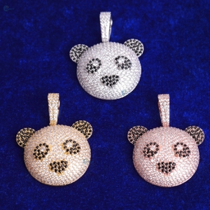 Pendentif Hip Hop Panda Face Iced Out personnalisé avec diamants de laboratoire, style rappeur, pour lui - Product Image 1