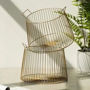 Cesta de Almacenamiento de Alambre Metálico Moderna, Dorada, Multiusos, para Organización y Ordenación - Product Image 3